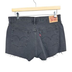 Levi's 501 Black Denim Button Fly High Rise Cut Off Shorts W33